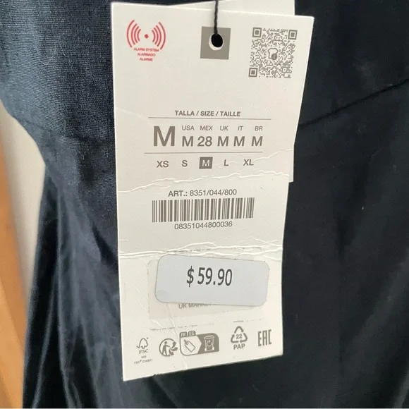 NWT Zara Linen Drop Waist Halter Neck Bubble Hem Mini Dress in Black - M - Picture 8 of 8